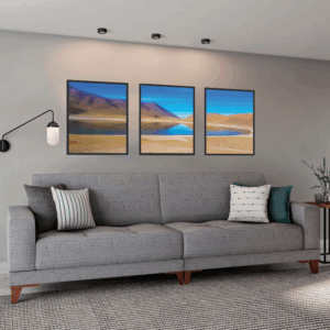 Quadro fotografia lago no atacama - tripla